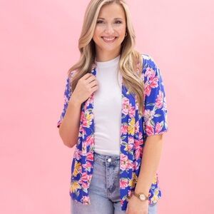 Floral Blue Kimono Cardigan